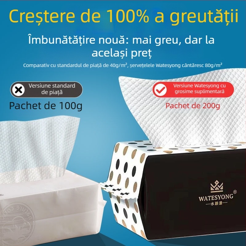 Prosop de față din bumbac, de unică folosință, gros și moale, pentru curățare și demachiere