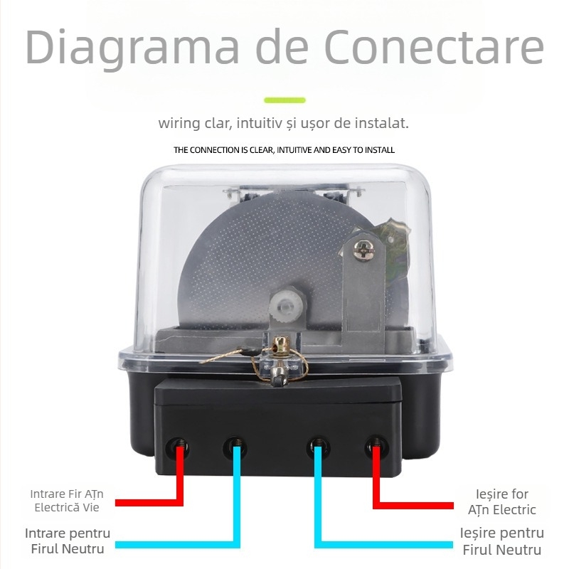 DD28 Măsurător mecanic monofazat, cu capac transparent, citire precisă, instalare ușoară