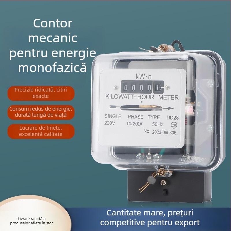 DD28 Măsurător mecanic monofazat, cu capac transparent, citire precisă, instalare ușoară