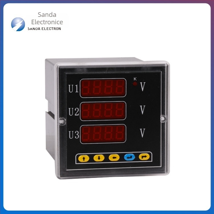 Ampermetru digital trifazat și măsurător de energie, montat pe panou, curent 0–9999 A, intrare 400 V, ieșire 220 V, temperatură ambientală 0–99°C, model SD994AV-9K4