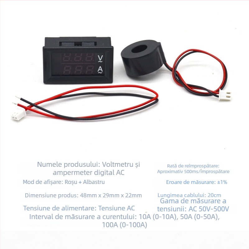 RT-3 Contor Coulomb digital și măsurător de tensiune-curent AC cu transformator; interval de măsură 10A/50A/100A; intrare AC50-500V; ieșire DC0-100V; temperatură ambiantă -10°C până la +85°C; eroare de măsurare tensiune 1