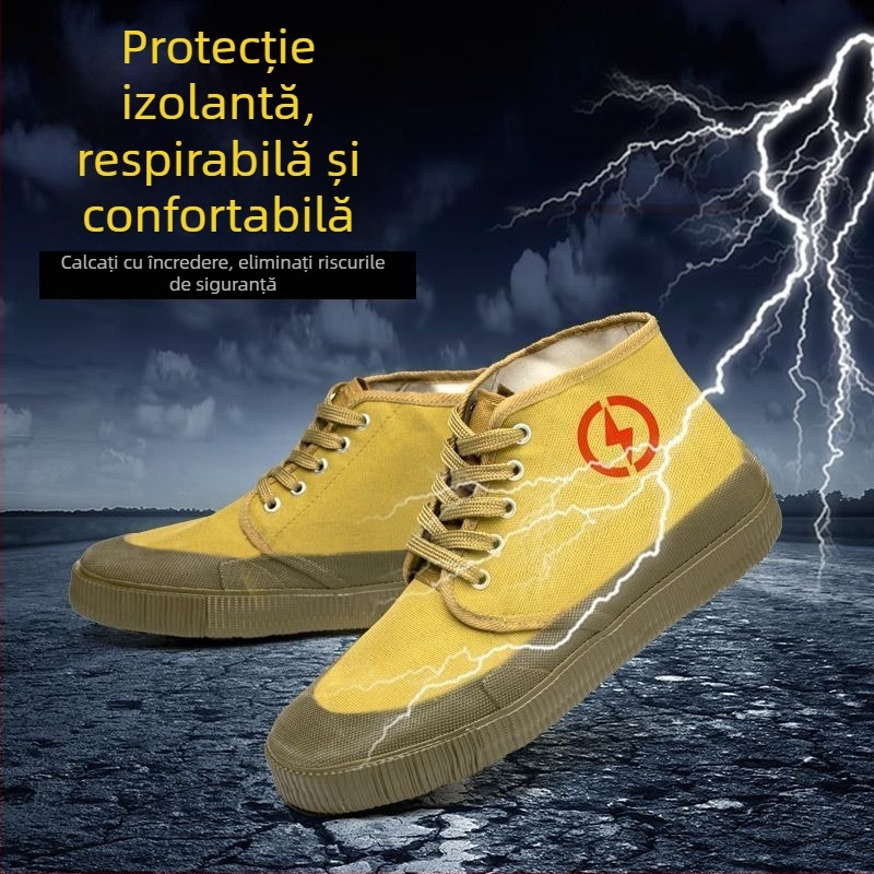 Pantofi izolați pentru electricieni, partea superioară din PU injectat, înalți, respirabili și cu talpă antiaderantă