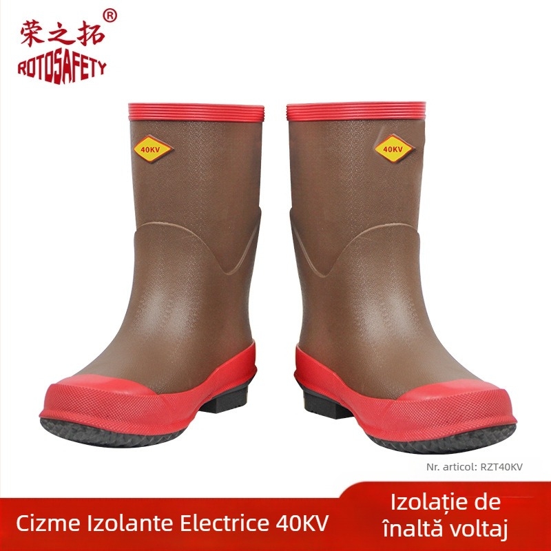 Pantofi izolați pentru electricieni - din cauciuc, partea superioară medie, izolație, marcă Rongzhituo