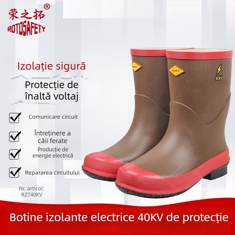 Pantofi izolați pentru electricieni - din cauciuc, partea superioară medie, izolație, marcă Rongzhituo