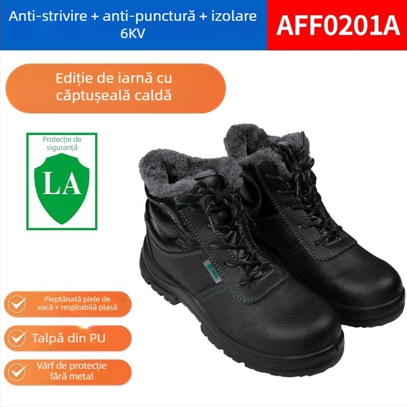 Încălțăminte de protecție pentru electricieni, căptușită cu fleece, AFF0201A 6kV izolație, anti-șoc și anti-perforație, înălime până la gleznă