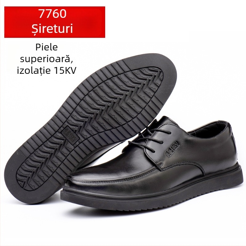 Pantofi izolați pentru electricieni – piele de vită, partea superioară joasă, pentru tensiune înaltă, marca Jiuzhou Wolf Warrior