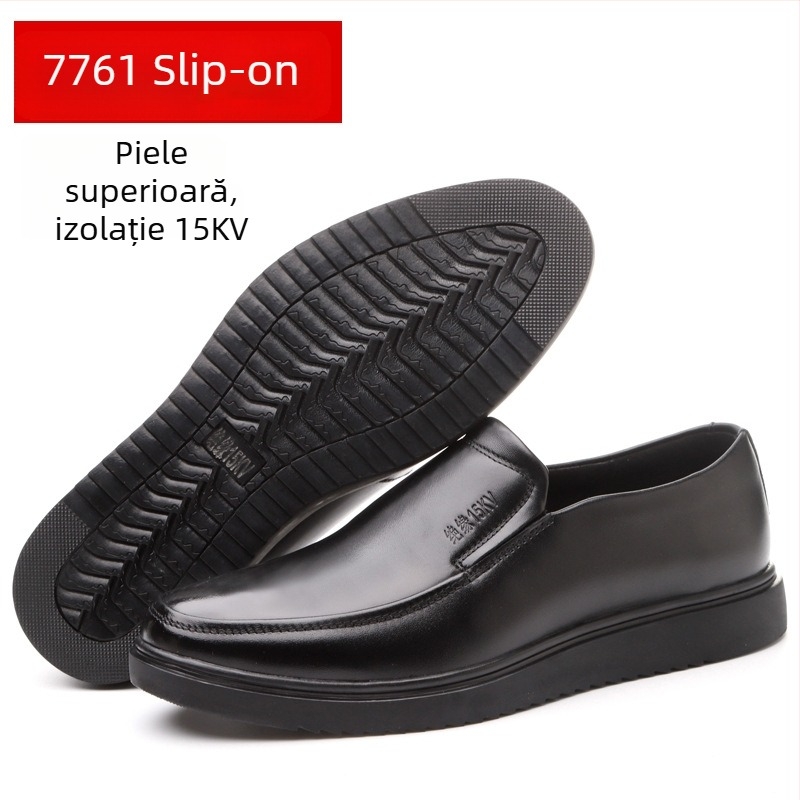 Pantofi izolați pentru electricieni – piele de vită, partea superioară joasă, pentru tensiune înaltă, marca Jiuzhou Wolf Warrior