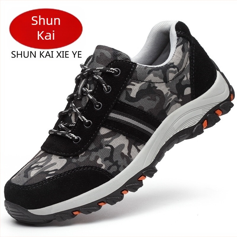 Pantofi de protecție cu vârf din oțel, anti-șoc și anti-perforație, izolați, ușori, Material: piele velur + Oxford