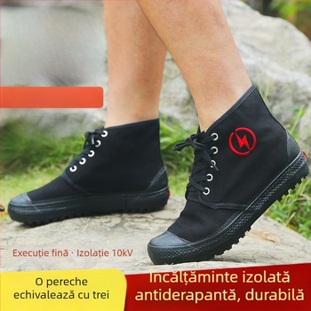Pantofi izolați 10kV, ghete înalte din canvas, respirabile, pentru electricieni, unisex
