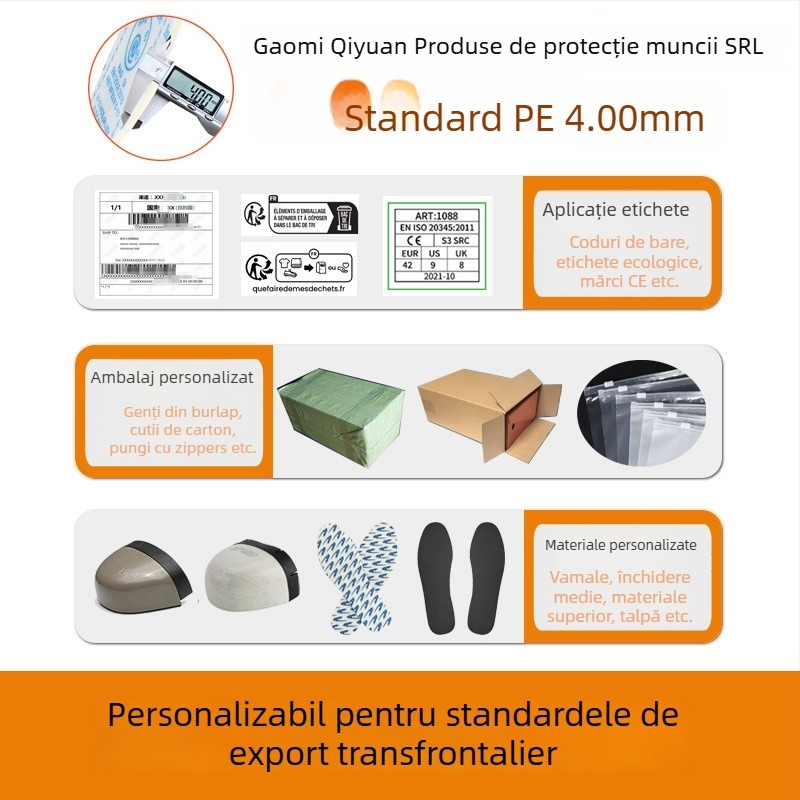 Încălțăminte izolată mid-top, din piele de vițel și pânză, protecție anti-șoc/anti-înțepare, talpă rezistentă la căldură