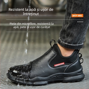 Pantofi de siguranță pentru bucătari, din piele microfibră, cu rezistență la perforare, design low-top și talpă antiderapantă