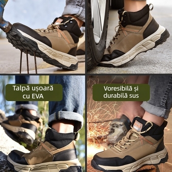 Încălțăminte de siguranță cu talpă înaltă, anti-șoc, anti-perforare și izolație; partea superioară din microfibră