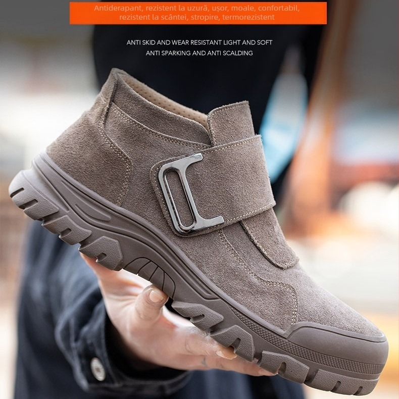 Pantofi de siguranță pentru electricieni cu protecție la impact și perforare, anti-spark, rezistenți la căldură, din velur, talpă din cauciuc, vârf din oțel