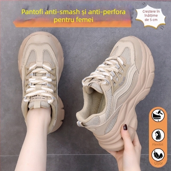 Pantofi de protecție pentru femei, protecție antișoc și anti-perforație, vârf din oțel-plastic, ultra-ușori, izolați, rezistenți la abraziune.