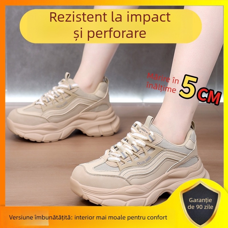Pantofi de protecție pentru femei, protecție antișoc și anti-perforație, vârf din oțel-plastic, ultra-ușori, izolați, rezistenți la abraziune.