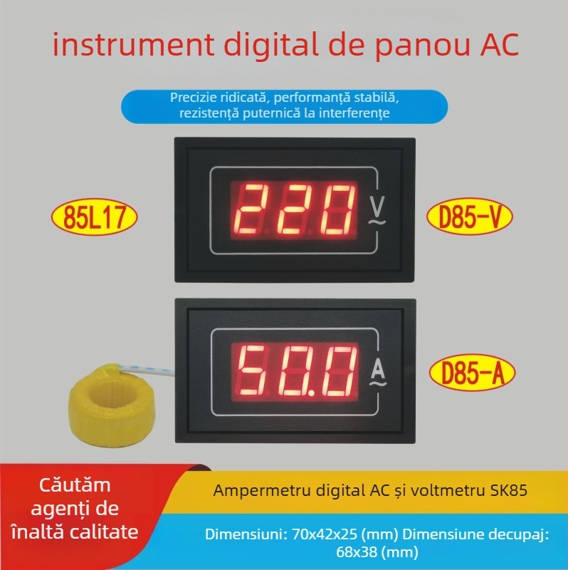 Măsurător de tensiune și curent AC, afișaj digital de înaltă precizie, 110V/220V/380V, instrument trifazat