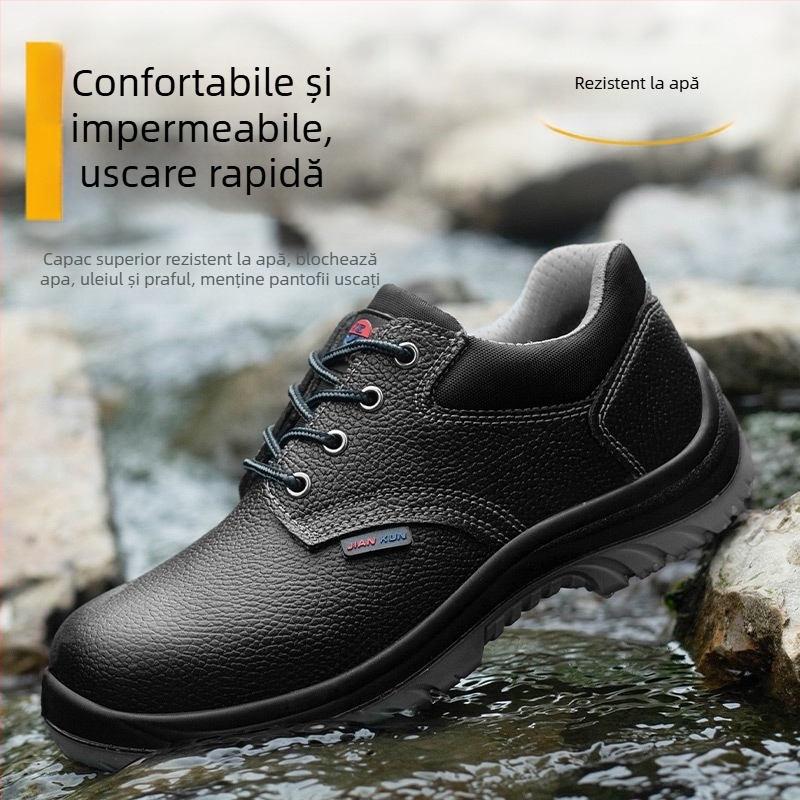 Pantofi de protecție pentru muncă S3 – ușori, anti-șoc și anti-perforație, vârf metalic, piele cu talpă PU