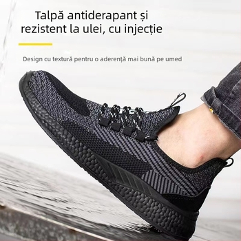 Pantofi de protecție pentru șantier, unisex, cu protecție antișoc și anti-perforație, partea superioară din Fly-Mesh respirabilă, vârf din oțel, ușori și rezistenți