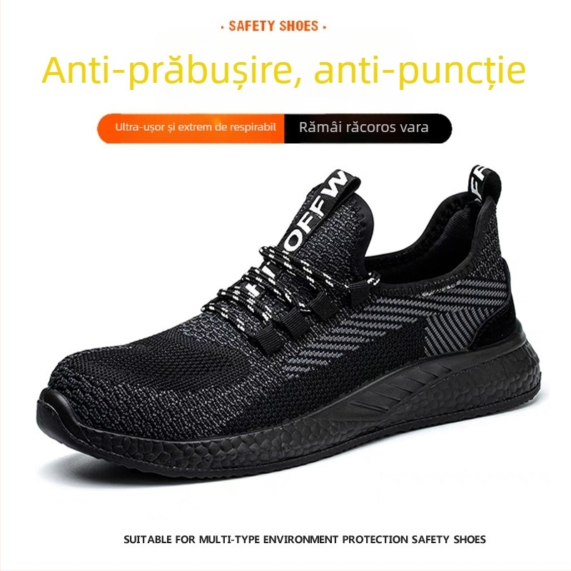Pantofi de protecție pentru șantier, unisex, cu protecție antișoc și anti-perforație, partea superioară din Fly-Mesh respirabilă, vârf din oțel, ușori și rezistenți