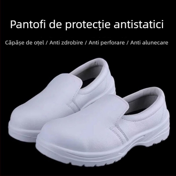 Încălțăminte de protecție cu vârf din oțel, antișoc și anti-perforație, anti-static, rezistentă la ulei, din piele microfibră