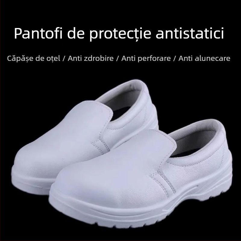 Încălțăminte de protecție cu vârf din oțel, antișoc și anti-perforație, anti-static, rezistentă la ulei, din piele microfibră