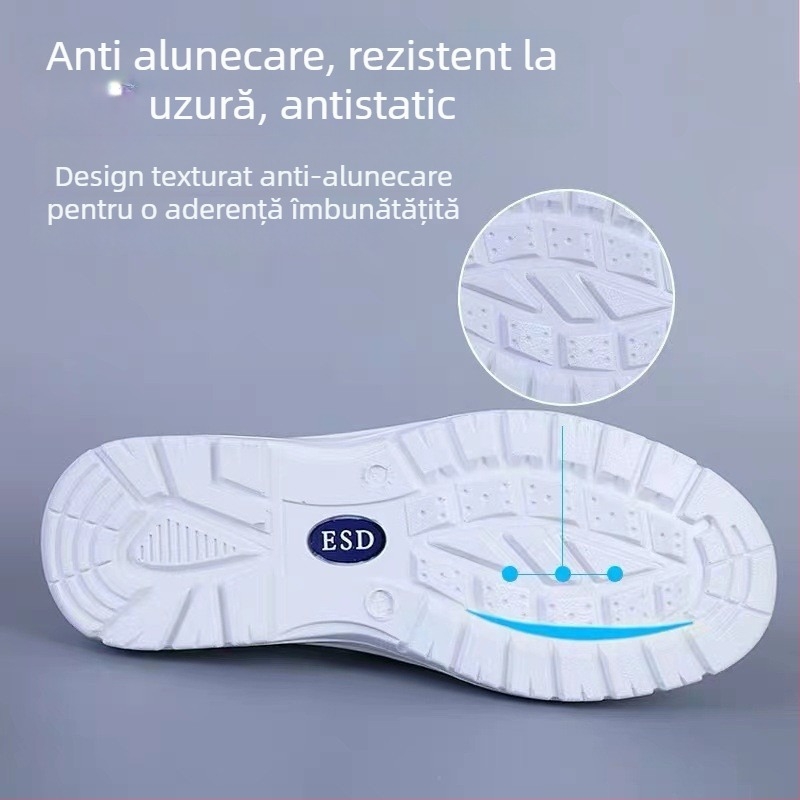 Încălțăminte de protecție cu vârf din oțel, antișoc și anti-perforație, anti-static, rezistentă la ulei, din piele microfibră