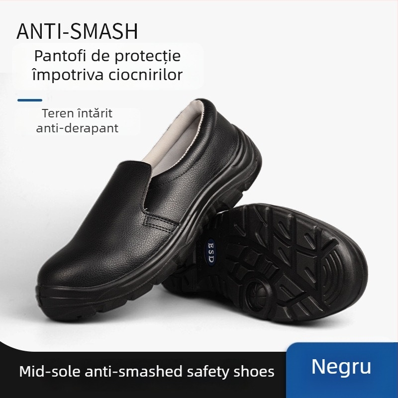 Încălțăminte de protecție cu vârf din oțel, antișoc și anti-perforație, anti-static, rezistentă la ulei, din piele microfibră