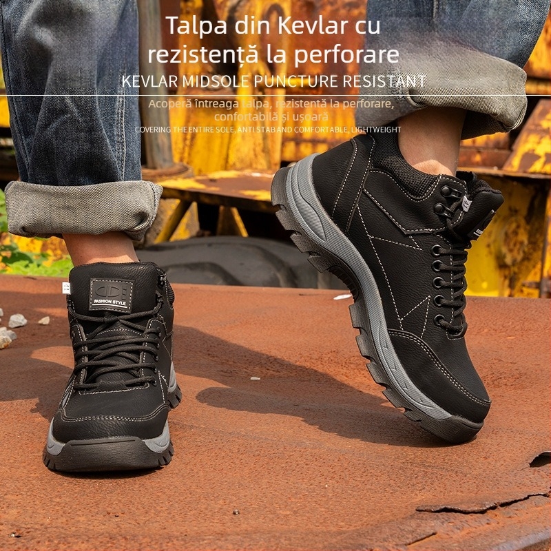 Pantofi de lucru de protecție cu vârf din oțel, antiderapante, rezistenți la uzură, anti-șoc și perforare, respirabili