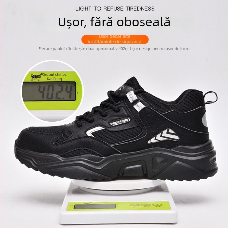 Pantofi de protecție cu vârf din oțel, anti-perforație, izolați, respirabili, ușori