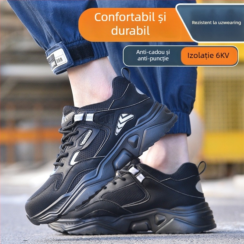 Pantofi de protecție cu vârf din oțel, anti-perforație, izolați, respirabili, ușori