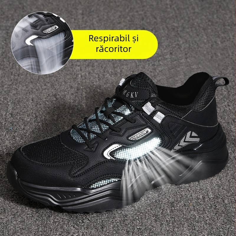 Pantofi de protecție cu vârf din oțel, anti-perforație, izolați, respirabili, ușori