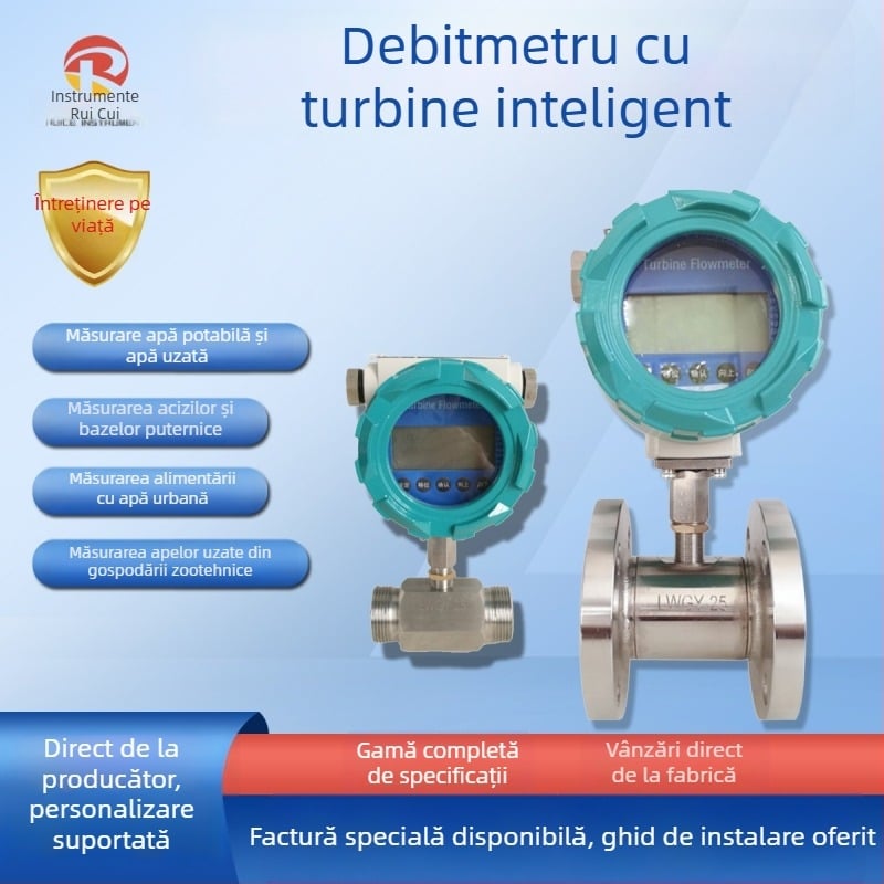 Debitmetru cu turbina pentru lichide – Ruitest Instruments, 0-2000 m³/h, afișaj digital