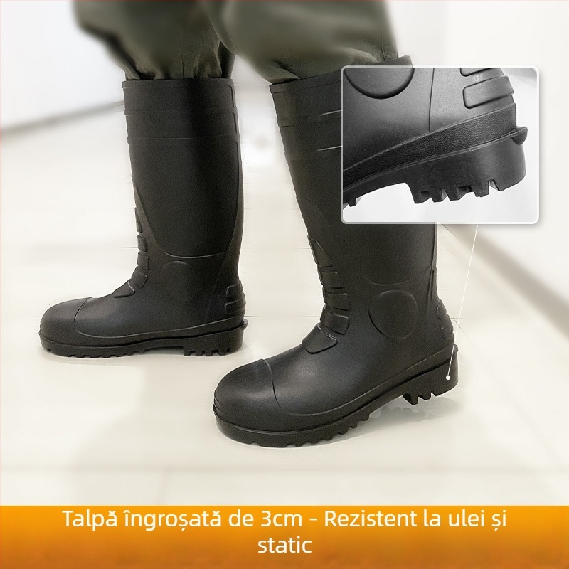 Pantofi de lucru PVC înalți, cu vârf din oțel, anti-perforație, anti-derapare