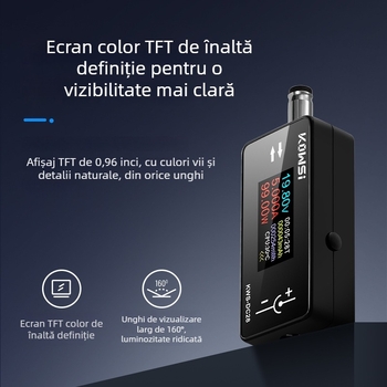 Detector de Încărcare KWS-DC28 cu 12A curent înalt, interfață DC5525, voltmetru și wattmetru