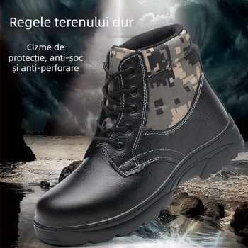 Încălțăminte de protecție pentru muncă cu vârf din oțel, antișoc și anti-perforație, căptușeală din bumbac pentru iarnă, pentru uz industrial