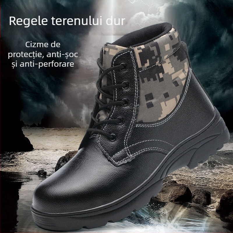 Încălțăminte de protecție pentru muncă cu vârf din oțel, antișoc și anti-perforație, căptușeală din bumbac pentru iarnă, pentru uz industrial