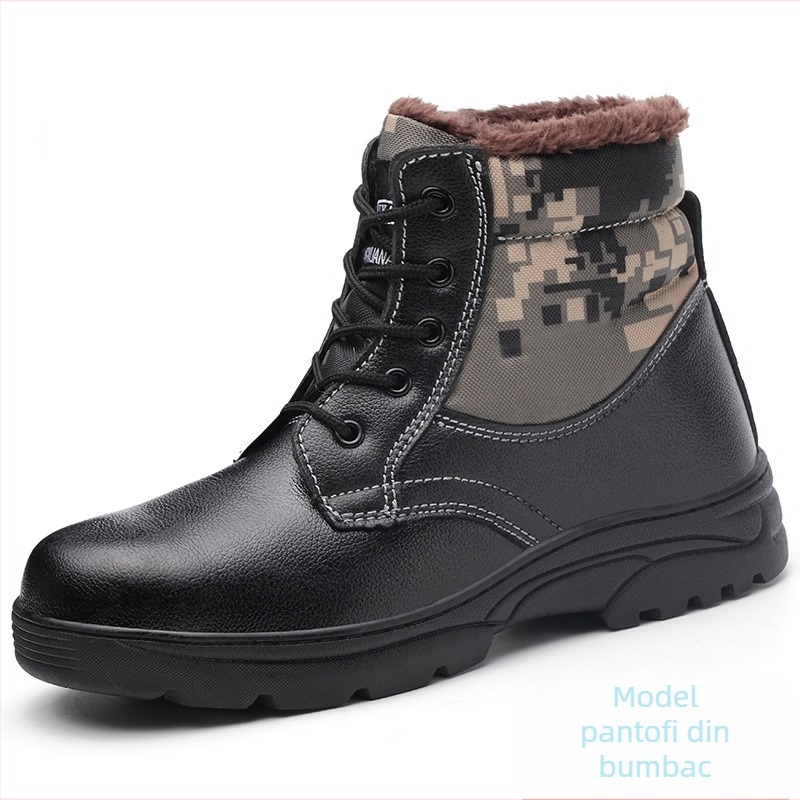 Încălțăminte de protecție pentru muncă cu vârf din oțel, antișoc și anti-perforație, căptușeală din bumbac pentru iarnă, pentru uz industrial