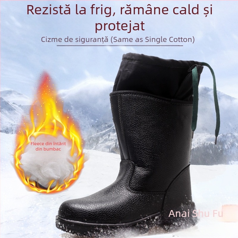 Încălțăminte de protecție antișoc și anti-perforație, bocanci de lucru înalți, piele reliefată, vârf din oțel, pentru șantiere