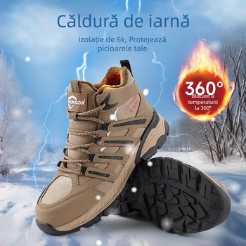 Pantofi de lucru de iarnă cu vârf metalic, talpă antiderapantă, înalte, izolați, căptușeală catifelată