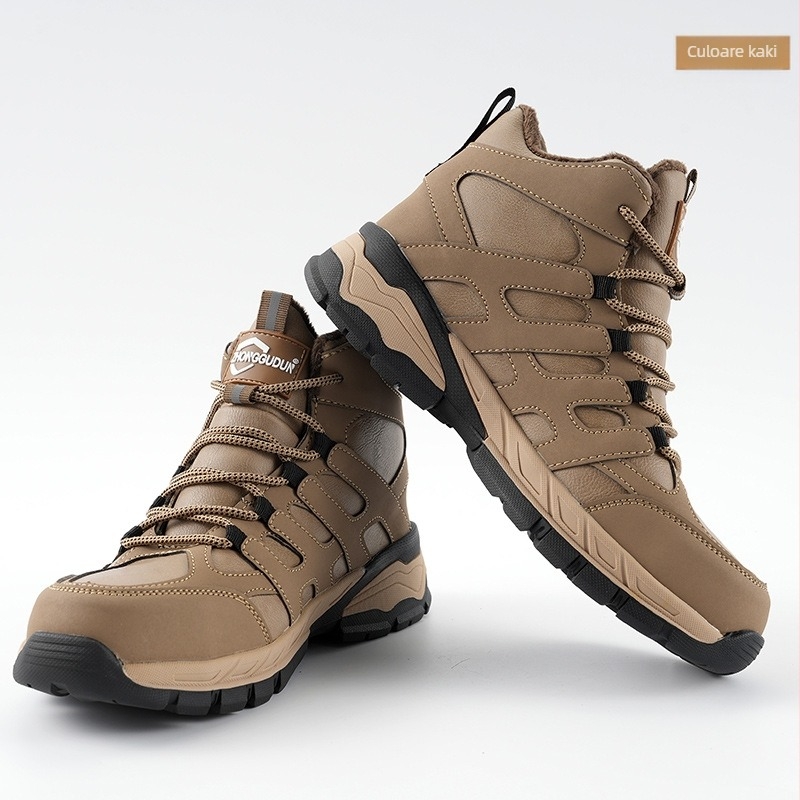 Pantofi de lucru de iarnă cu vârf metalic, talpă antiderapantă, înalte, izolați, căptușeală catifelată