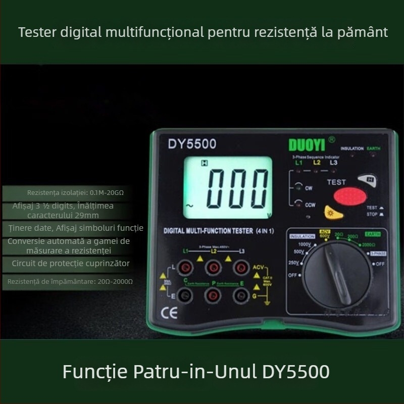 DY5500 Măsurător multi-funcțional patru în unu pentru rezistența de împământare, cu secvența de faze și distribuția tensiunii