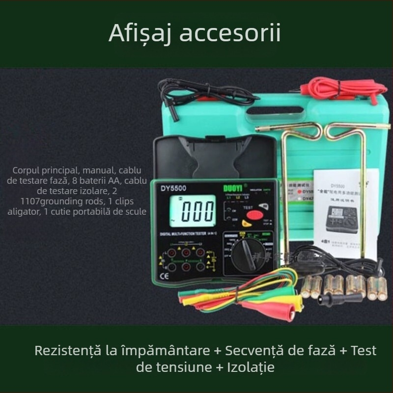 DY5500 Măsurător multi-funcțional patru în unu pentru rezistența de împământare, cu secvența de faze și distribuția tensiunii