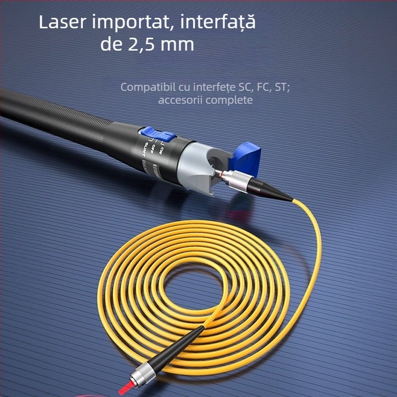 Detektor de fibră optică și tester cu laser, model B2-10, interval de măsură 10 MW, alimentare 5 V, greutate 0,16 kg