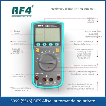 RF4 RF-17N tester digital inteligent de tensiune și multimetru pentru plăci de bază, întreținere telecomunicații