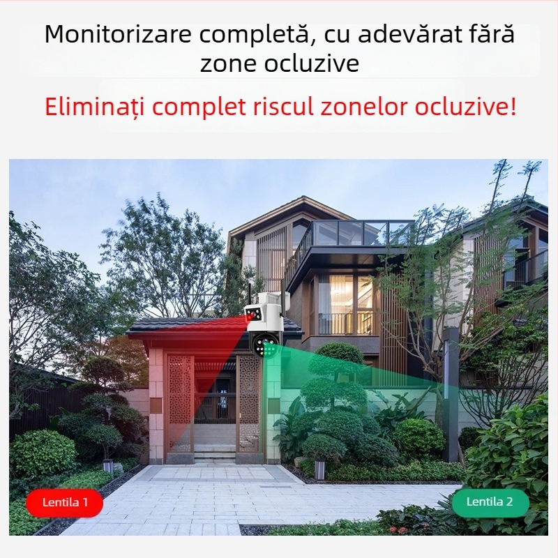 Cameră IP pentru exterior cu monitorizare de la distanță prin telefon, vedere de noapte la 0,01 lux, interval de funcționare -30°C până la 65°C, alimentare 12V, utilizare în exterior