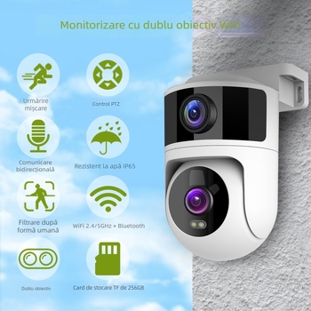 Cameră IP cu 1080P HD, viziune nocturnă cu infraroșu până la 10 m, alimentare 12V, pentru interior și exterior, funcție de alarmă