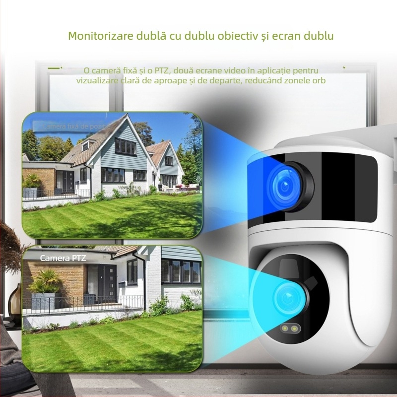 Cameră IP cu 1080P HD, viziune nocturnă cu infraroșu până la 10 m, alimentare 12V, pentru interior și exterior, funcție de alarmă