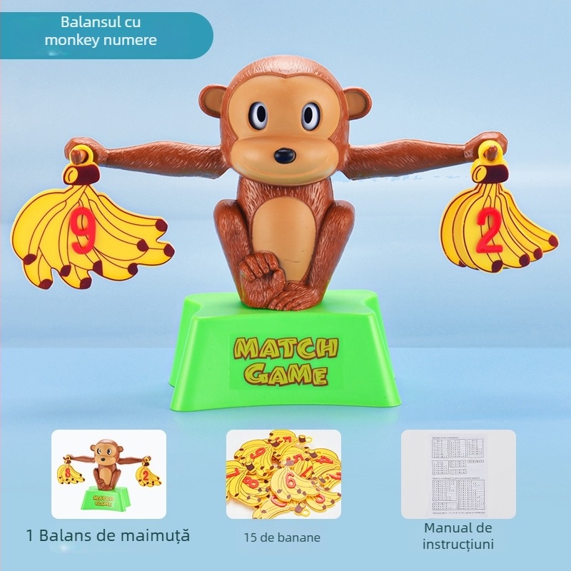 Balansă mare cu maimuță pentru învățarea matematicii: adunare și scădere, joc educativ interactiv de masă pentru copii 3–6 ani, din plastic, marcă ELM/huamela