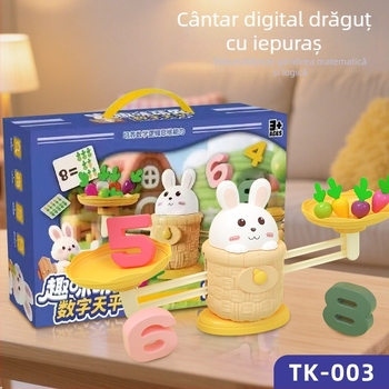 Jucărie educativă: iepuraș aritmetică și balanță digitală – stimulează gândirea logică, interacțiunea părinte-copil și coordonarea mână-ochi, material plastic