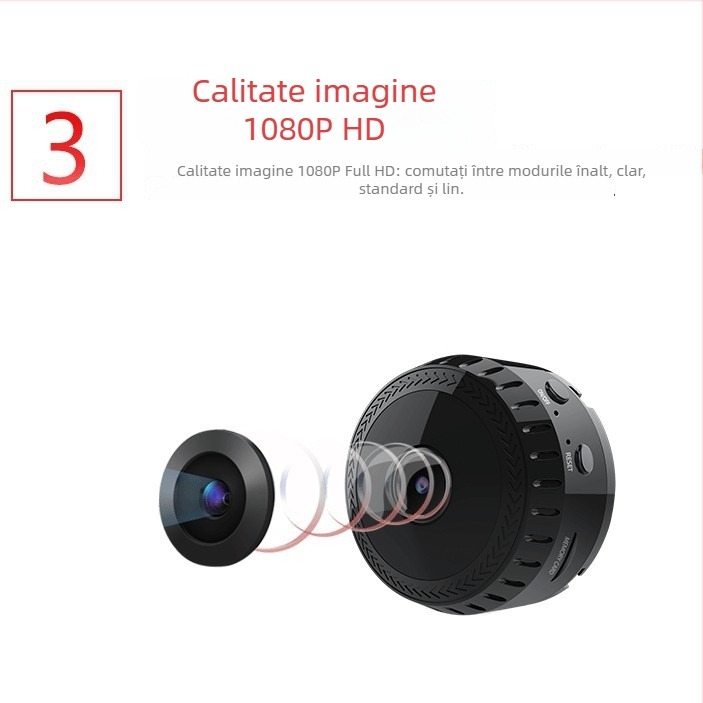 Cameră wireless pentru supraveghere cu vizionare pe timp de noapte infraroșu, detecție mișcare, 1080p, utilizare interior/exterior, alimentare 5V